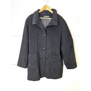 1 Madison Charcoal Blazer Trench Coat Hidden Button Front Long Jacket Size 20W